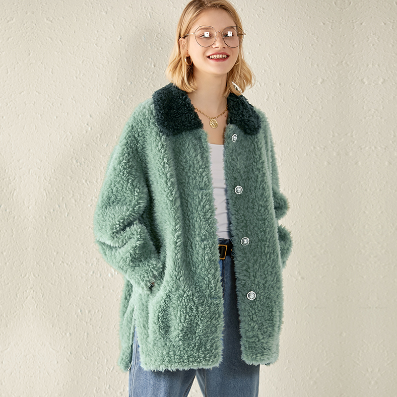 100% Wool Jacket Real Fur Coat Female Autumn Winter Coat Women Clothes 2019 Korean Vintage Sheep Shearling Fur Tops ZT3921, Green
100% Wool Jacket Real Fur Coat Female Autumn Winter Coat Women Clothes 2019 Korean Vintage Sheep Shearling Fur Tops ZT3921, Green