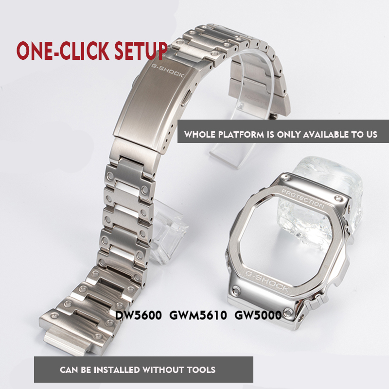 316L stainless steel watchband bezel/case DW5600 GW5000 GW-M5610 metal strap steel belt tools for men/women gift CJ191225
316L stainless steel watchband bezel/case DW5600 GW5000 GW-M5610 metal strap steel belt tools for men/women gift CJ191225