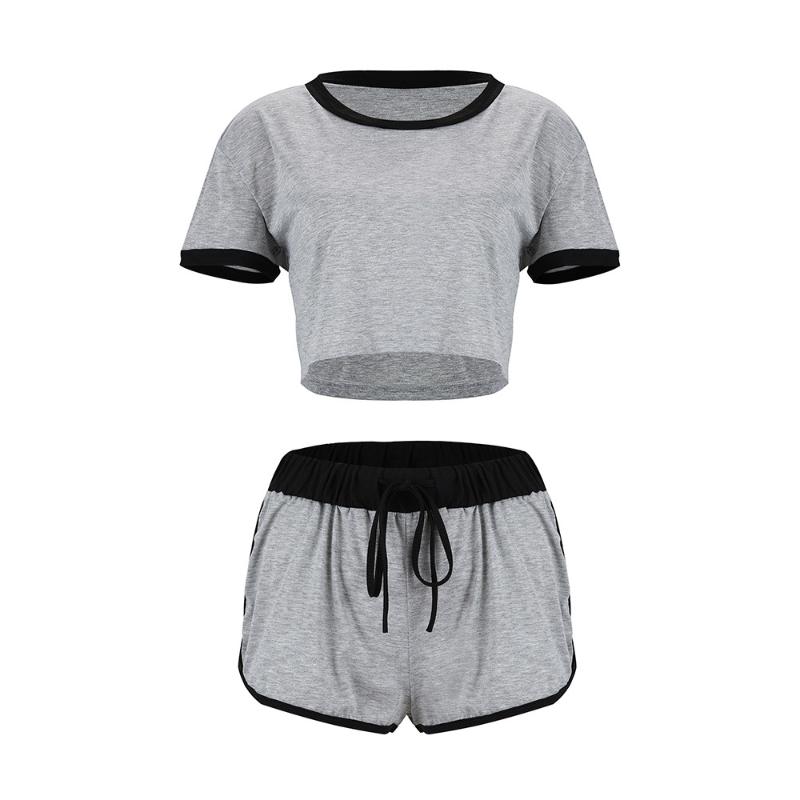 Hirigin 2 Piece Set Women Clothes 2019 Casual Crop Top Sexy Sleepwear Set Drawstring Fashion Women Nightwear Homewear Clothes