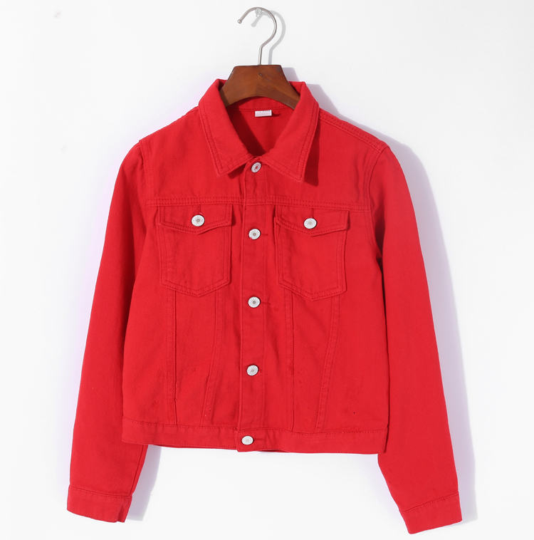 Women Basic Coats summer Autumn Women Denim Jacket red pink black denim jacket Female Jeans Coat Casual Outwear laides Y191014