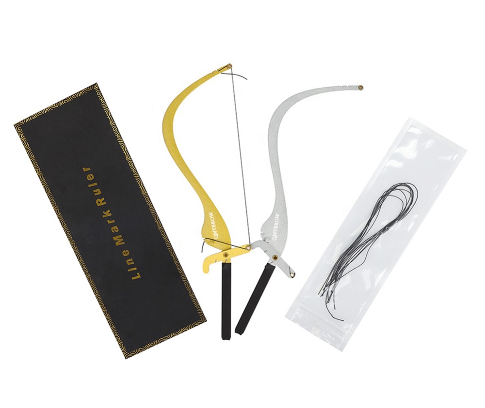 Microblading Line Marker Ruler with 10pcs Pre-made Thread Line Brow Design Measure Tool Measuring Permanent Makeup Supplies