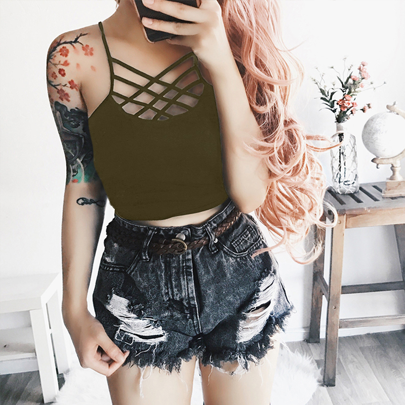 2020 New Women Fashion Cross Bandage Crop Top Camisole Casual Sleeveless Tank Top Summer Solid Color Vest Lady Caged Bralette, Black
2020 New Women Fashion Cross Bandage Crop Top Camisole Casual Sleeveless Tank Top Summer Solid Color Vest Lady Caged Bralette, Black