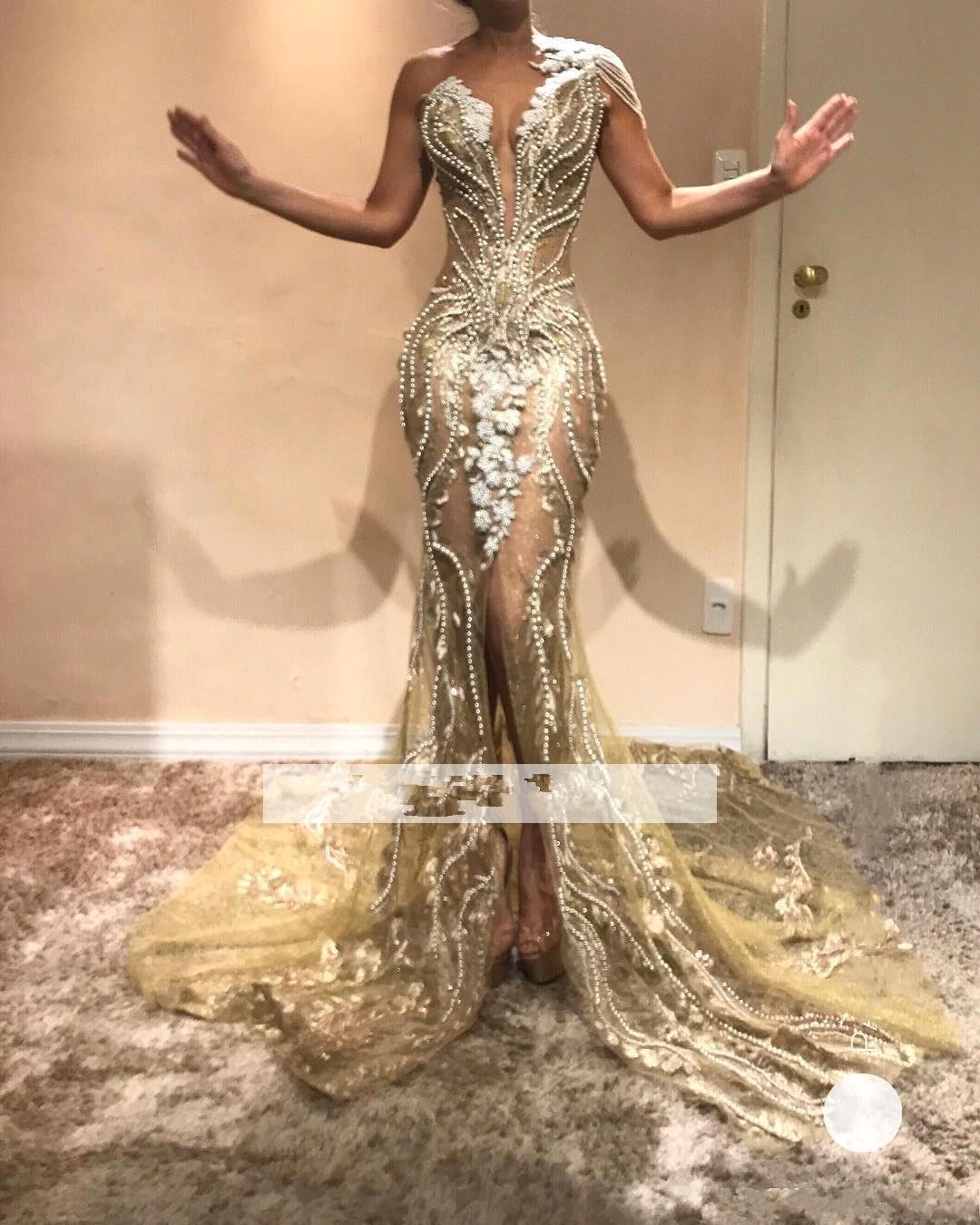 Chic Beading Pearls One Shoulder Mermaid Evening Dresses 2020 Lace Appliqued Front Split Party Gowns Pageant Prom Dresses, Water melon
Chic Beading Pearls One Shoulder Mermaid Evening Dresses 2020 Lace Appliqued Front Split Party Gowns Pageant Prom Dresses, Water melon