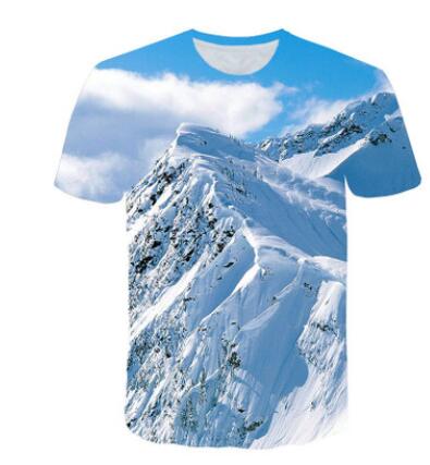New 3D Printing Landscape Painting T-shirt Man Round Collar Short Sleeve T-shirt Summer Fallow Men Woman Fashion T shirt Short