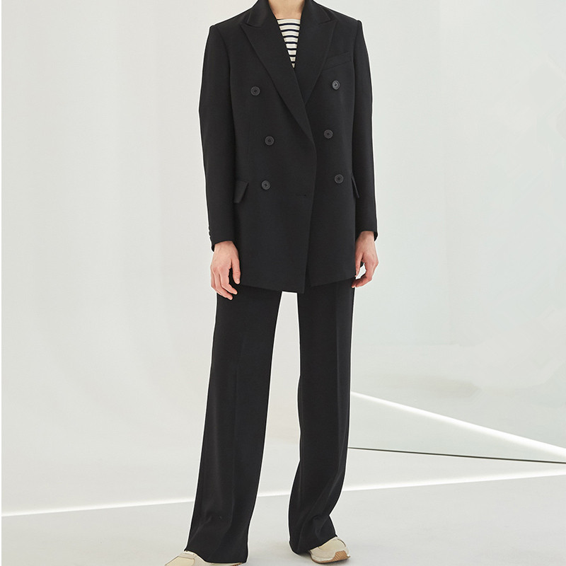 Women' Pants Suit Two-piece Set Casual Ganggong Business Formal Workwear Set Custom Fashion Double Breasted Pants Suit, Black
Women' Pants Suit Two-piece Set Casual Ganggong Business Formal Workwear Set Custom Fashion Double Breasted Pants Suit, Black