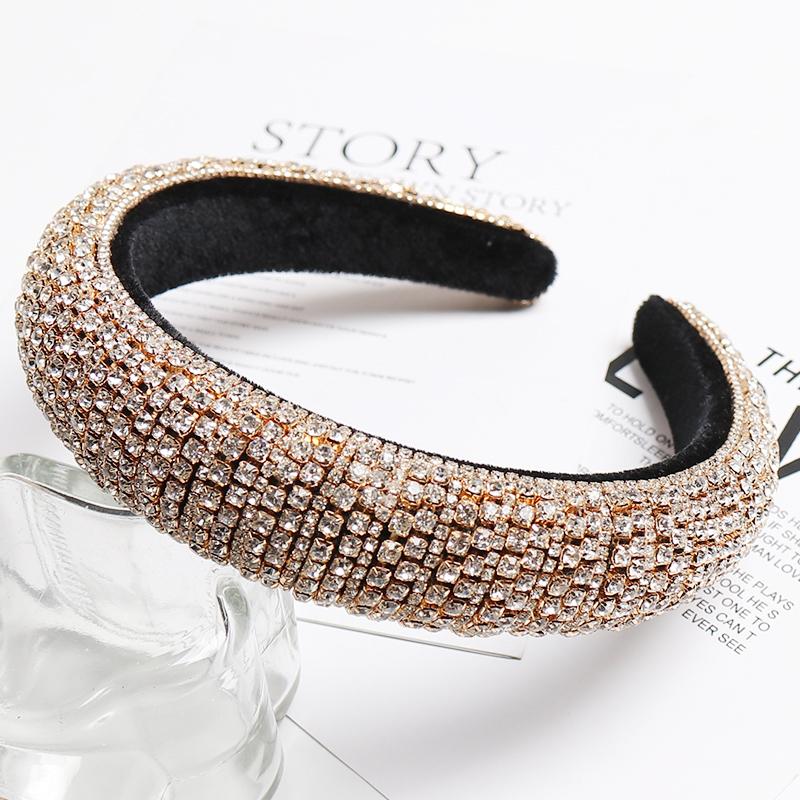 Colorful Baroque Full Crystal Headband For Women Luxury Shiny Padded Diamond Hairband Hair Accessories Drop