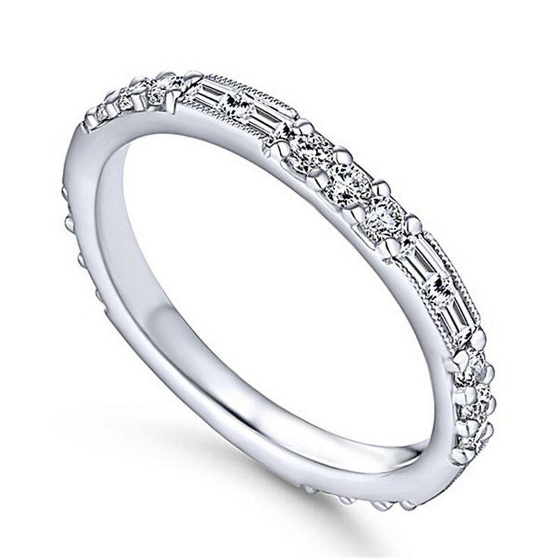 Choucong Fashion Jewelry 925 Sterling Silver Princess Cut White Topaz CZ Diamond Promise Women Wedding Engagement Band Ring For Lovers' Gift