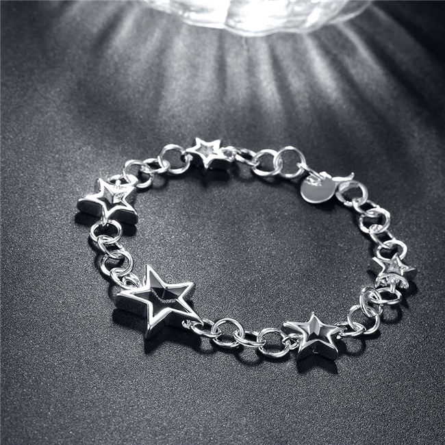 Hot sale best gift 925 silver Five empty stars bracelet DFMCH178,Brand new fashion 925 sterling silver plate Chain link bracelets high grade
