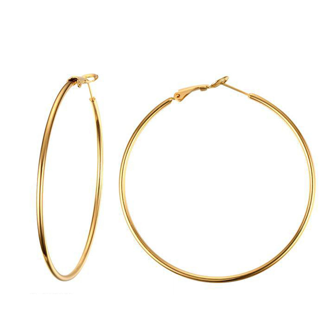 Exaggerated Womens Plain Stainless Steel Round Wire Circle Clip On Hoop Earrings 18K Gold Plated
Exaggerated Womens Plain Stainless Steel Round Wire Circle Clip On Hoop Earrings 18K Gold Plated
