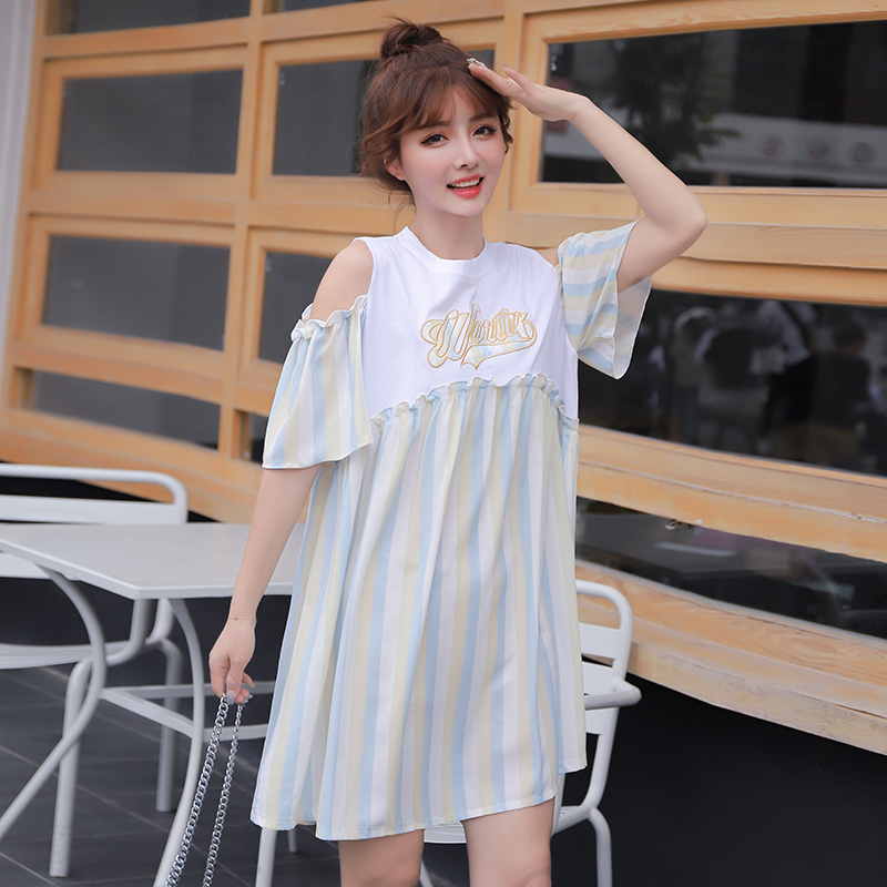 9881# Maternity Clothes Summer Short Sleeve Easy Matching Loose Hollow Shoulder Dress for Pregnant Women Mom Dress, Blue
9881# Maternity Clothes Summer Short Sleeve Easy Matching Loose Hollow Shoulder Dress for Pregnant Women Mom Dress, Blue