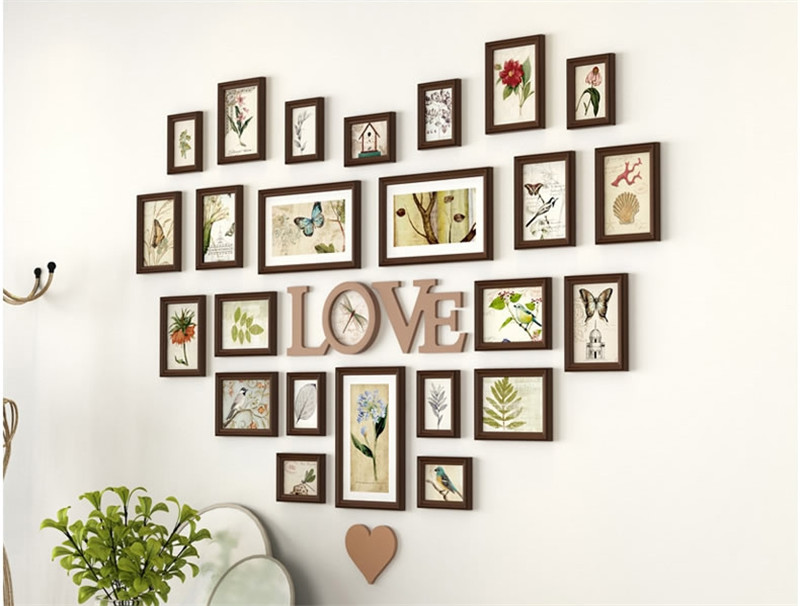 Romantic Heartshaped Po Frame Wall Decoration 25 piecesset Wedding Picture Frame Home Decor Bedroom Combination Frames Set9947624