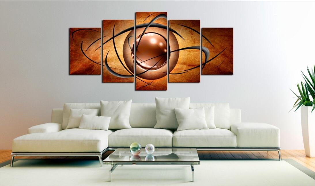 (No Frame)5PCS/Set Fashion Wall Art Canvas Painting Abstract Wave Line Modern Home Decoration,Choose Color:4 And Size:2