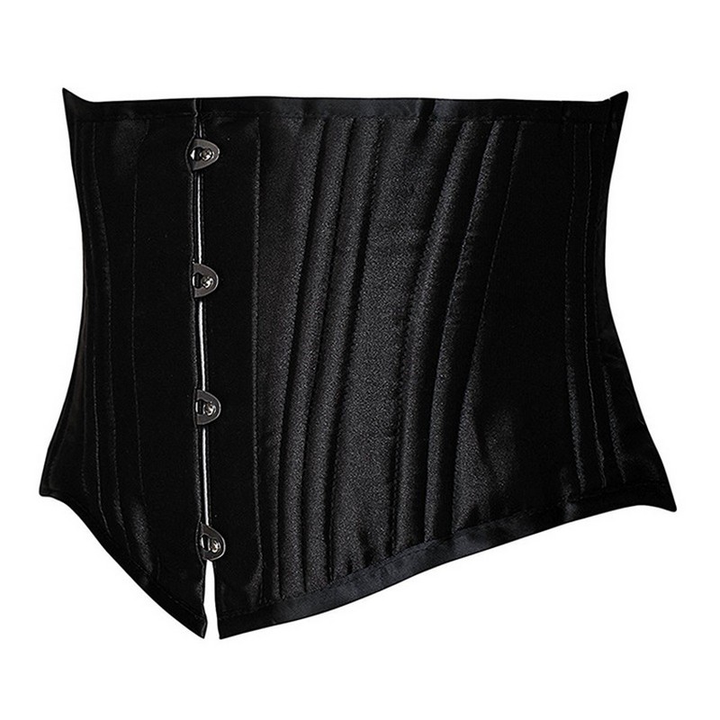 24 Double Flat Boned Short Torso Steel Boned Waist Trainer Body Shaper Satin Underbust Corset Women Slimming Belt Black White XS-3XL
