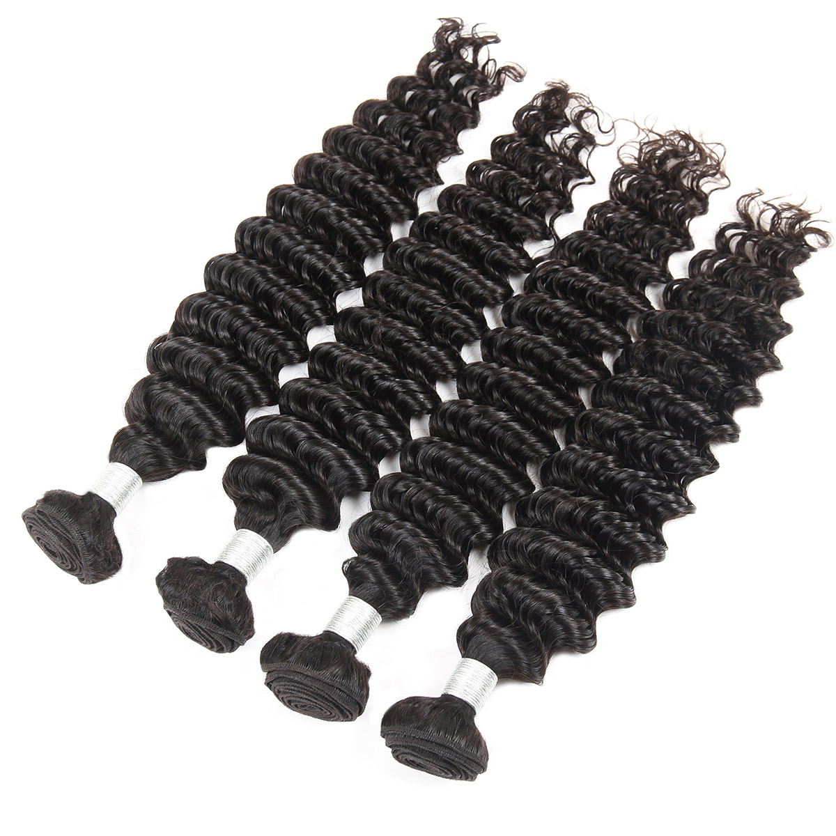 Ishow 12A Deep Wave Raw Human Hair Extensions Weft 3/4 Bundles Kinky Curly Body Brazilian Peruvian Malaysian Indian Hair Weave for Women All Ages Natu