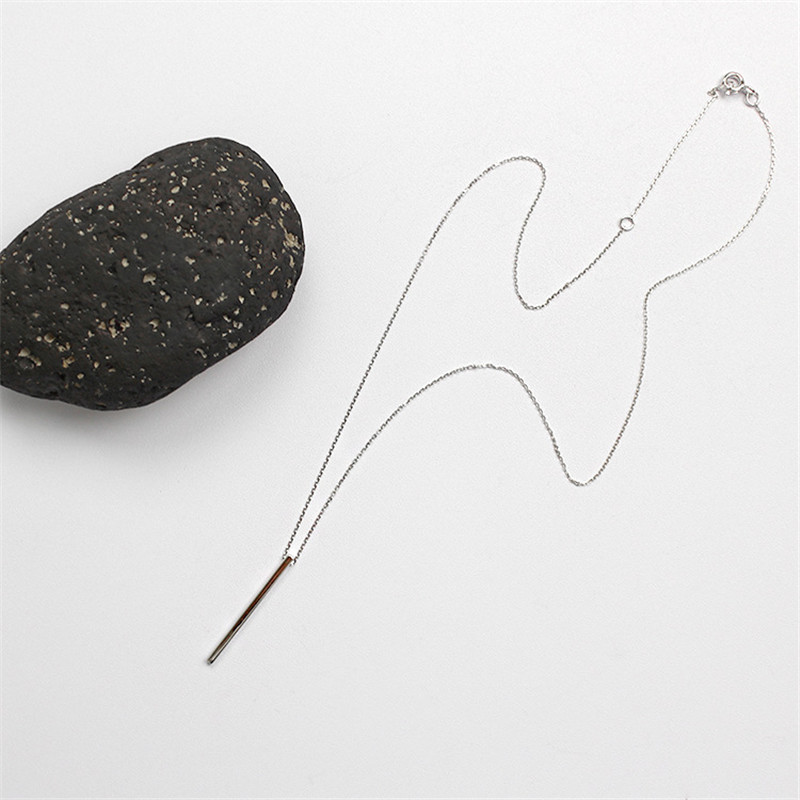 Authentic 925 Sterling Silver Bar Pendant Choker Necklaces New Chic Geometric Necklace Fine Jewelry For Women Collares