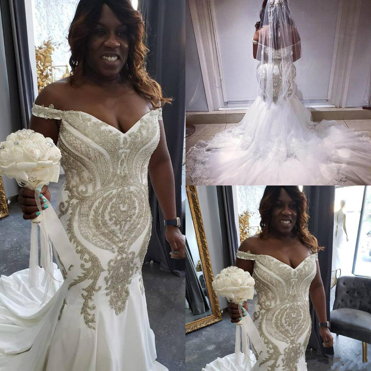 plus size beading mermaid wedding dresses new summer beach church wedding dress bridal gowns off the shoulder vestidos de noiva