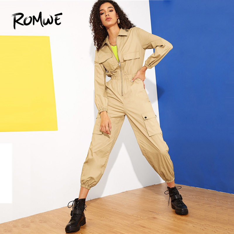 ROMWE Zip Front Multi-Pocket Equipment Utility Jumpsuit 2019 Posh Mid Waist Womens Jumpsuit Khaki Long Sleeve Jumpsuit T5190614
ROMWE Zip Front Multi-Pocket Equipment Utility Jumpsuit 2019 Posh Mid Waist Womens Jumpsuit Khaki Long Sleeve Jumpsuit T5190614