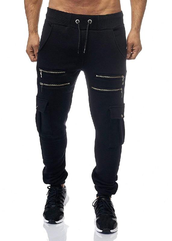 ISURVIVOR 2020 new explosion models solid color double zipper design casual men's trousers fashion slim feet pants, Black 
ISURVIVOR 2020 new explosion models solid color double zipper design casual men's trousers fashion slim feet pants, Black