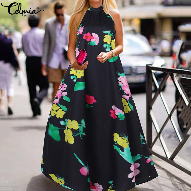 Celmia Women Sexy Halter Summer Maxi Dress 2020 Sleeveless Floral Print Long Sundress Casual Loose Ruffles Vestidos Robe -5XL, Black
Celmia Women Sexy Halter Summer Maxi Dress 2020 Sleeveless Floral Print Long Sundress Casual Loose Ruffles Vestidos Robe -5XL, Black