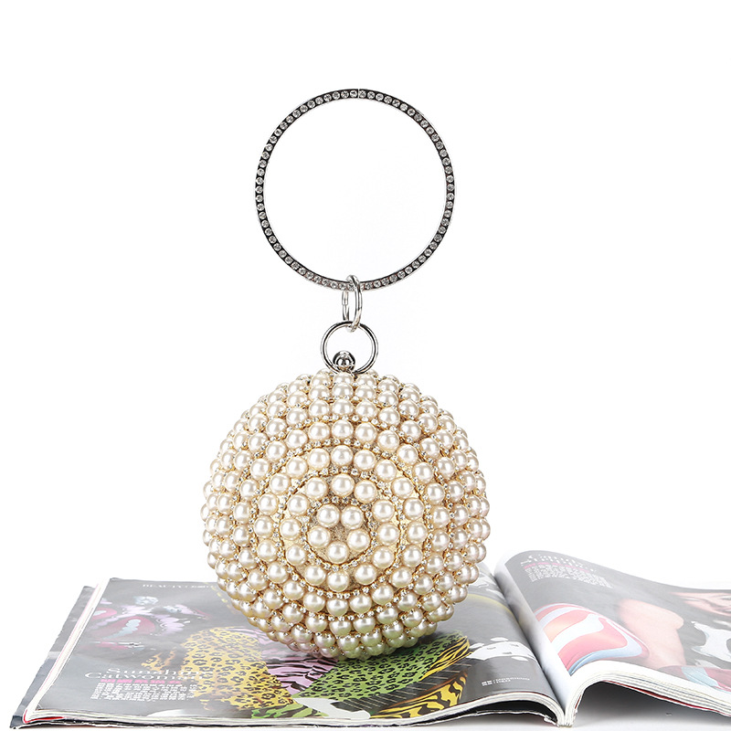 2021 Women Pearl White Handbag Clutch Wedding Bridal Party Prom Purse Evening Bag Bridal Accessories Silver Wraps