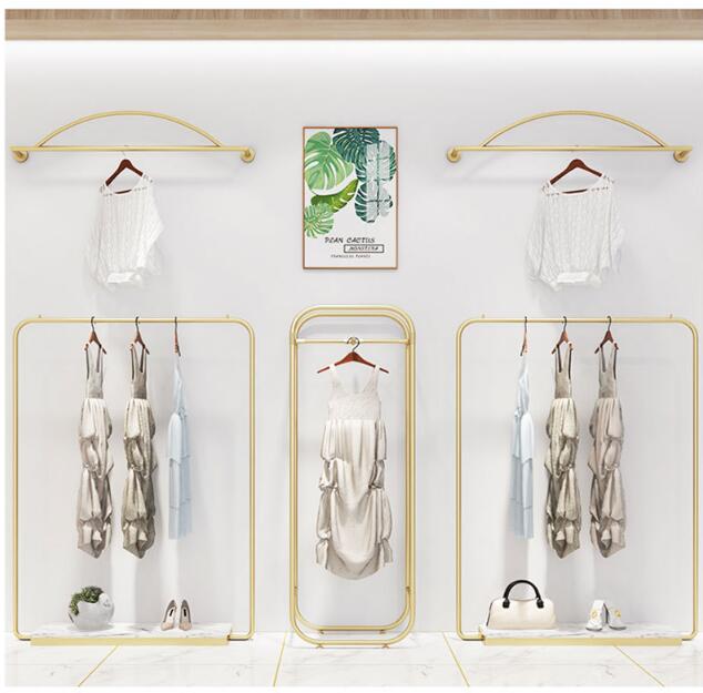 Silver floor hanger 5pcs/set Marble Show Racks Commercial Furniture Shopping Mall Double-row Parallel Bar Simple Wall Hanging Hat Rack