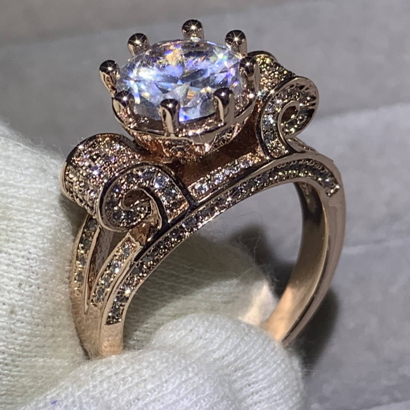 Stunning Sterg Sier & Rose Gold Fill Couple Rings Set - 2024