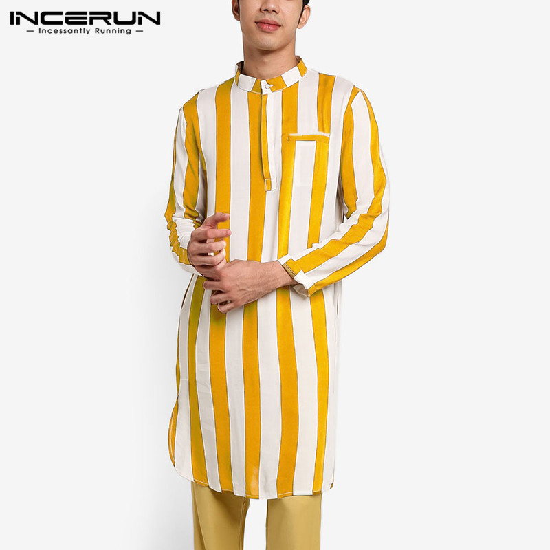 Men Striped Long Shirts Kurtas Long Sleeve Stand Collar Casual Mens Clothes Streetwear 2020 Fashion Muslim Katan INCERUN, Black
Men Striped Long Shirts Kurtas Long Sleeve Stand Collar Casual Mens Clothes Streetwear 2020 Fashion Muslim Katan INCERUN, Black