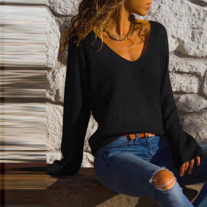 Women Sexy V-Neck Thin Sweater Solid Knitted Long Sleeve Pullover Korean Style Pull Femme Sweater Tops Sueter Mujer Invierno, Black
Women Sexy V-Neck Thin Sweater Solid Knitted Long Sleeve Pullover Korean Style Pull Femme Sweater Tops Sueter Mujer Invierno, Black