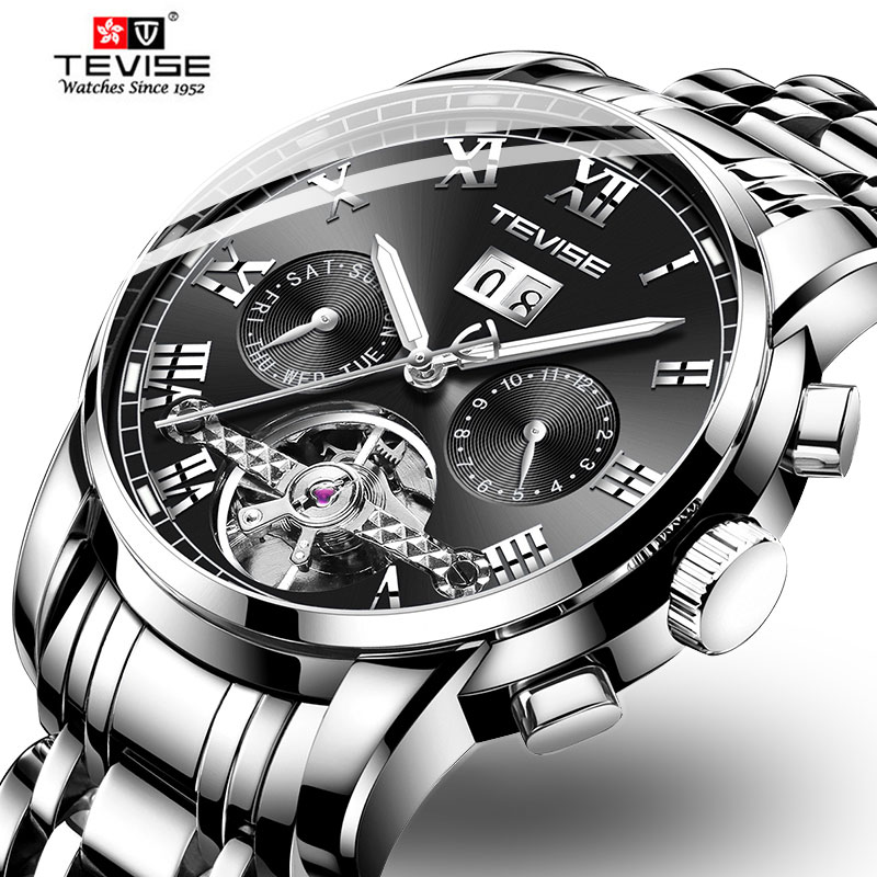 TEVISE Mens Automatic Watches Luxury Stainless steel Tourbillon Moon phase Mechanical Wristwatch Male gifts Relogio Masculino, Slivery;brown
TEVISE Mens Automatic Watches Luxury Stainless steel Tourbillon Moon phase Mechanical Wristwatch Male gifts Relogio Masculino, Slivery;brown
