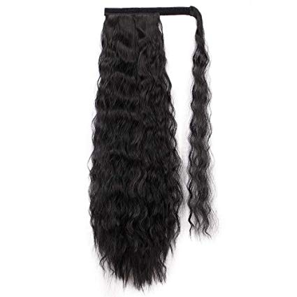 24" Long high wavy curly pony 160g ,Real Human Hair Ponytail Extensions Drawstring Tie Up Pony Tails hair piece