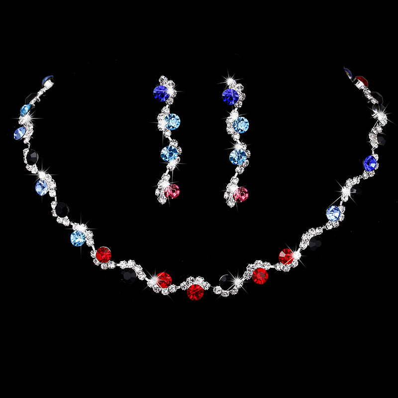 Necklace earrings set 925 silver crystalThe bride married two-piece suit wedding accessories chain diamond jewelry gift silver-plated claw, White
Necklace earrings set 925 silver crystalThe bride married two-piece suit wedding accessories chain diamond jewelry gift silver-plated claw, White