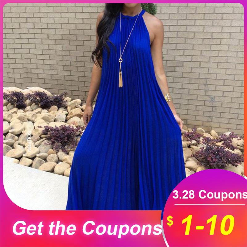 Pleated Blue Maxi Dress 2020 Summer Halter Sleeveless Women Beach Dresses Sundress White Long Plus Size Daily African Dress
Pleated Blue Maxi Dress 2020 Summer Halter Sleeveless Women Beach Dresses Sundress White Long Plus Size Daily African Dress