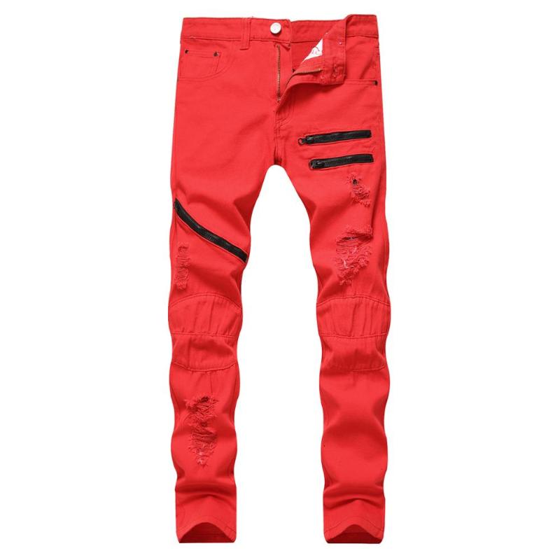 Men Jeans Ripped Slim Fitted Stretch Denim Pants, Black 
Men Jeans Ripped Slim Fitted Stretch Denim Pants, Black