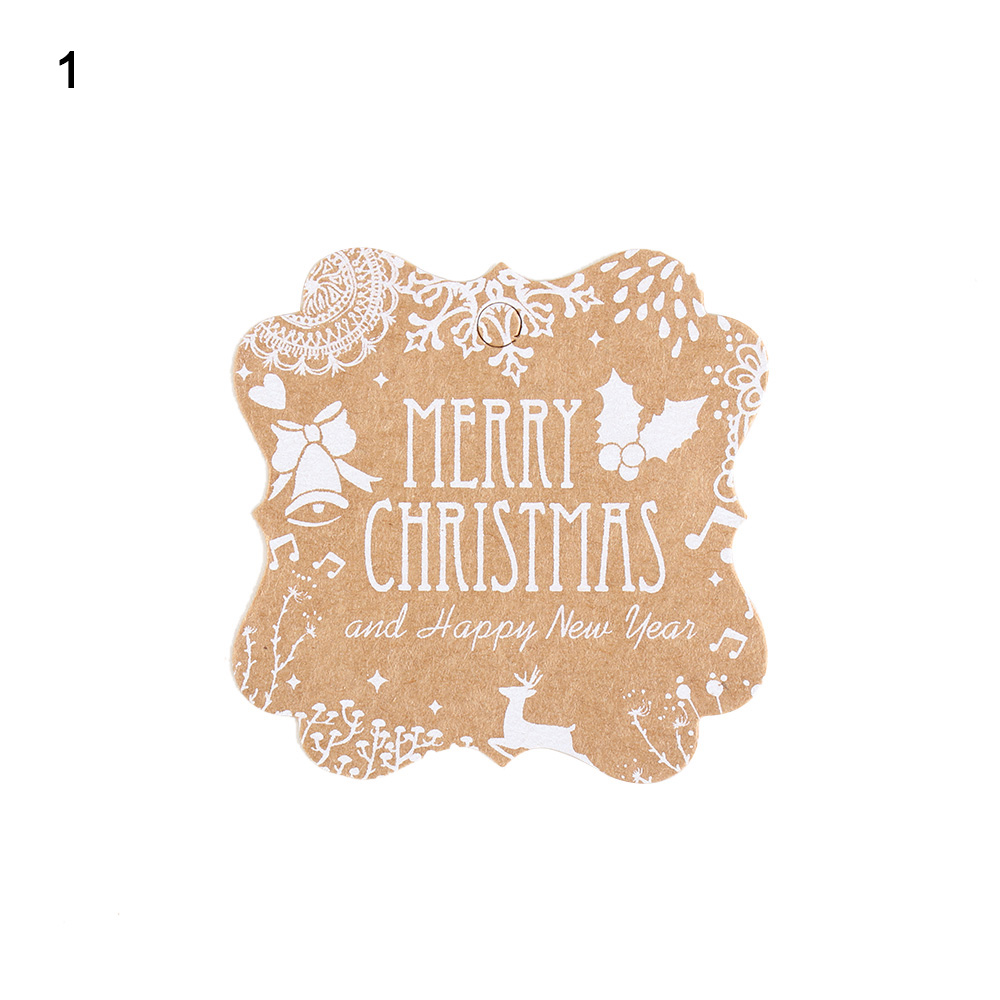 Christmas Theme Kraft Paper Tags DIY Crafts Hang Tag With Rope Christmas Party Labels Xmas Gift Wrapping Supplies