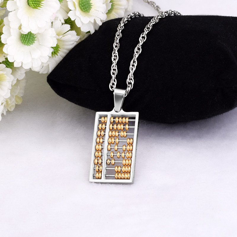 Charm Abacus Pendant Necklace 18K Gold Plated Stainless Steel Men Women Lover Couple Jewelry