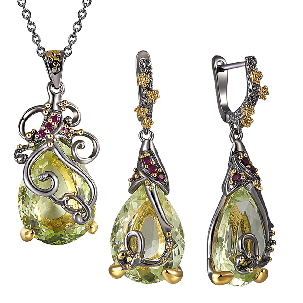 Beautiful Neaklace/Earrings 2pc Set Big Tea drop Olivine Stone Jewelry Sets Color Crystal Party Jewellery for Women, Olive green
Beautiful Neaklace/Earrings 2pc Set Big Tea drop Olivine Stone Jewelry Sets Color Crystal Party Jewellery for Women, Olive green