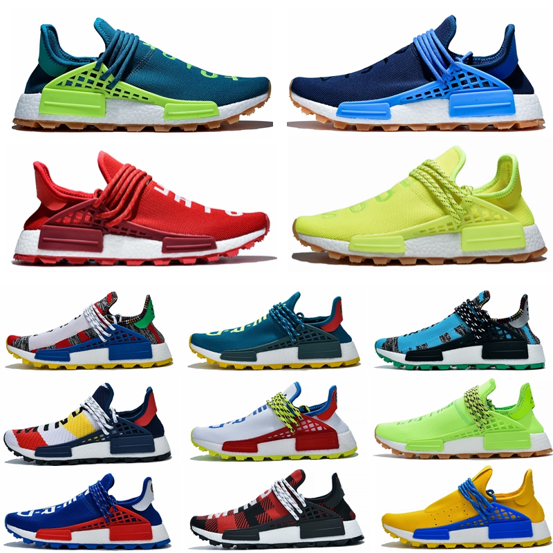 

2019 Pharrell Williams NMD Human Race Mens Women Running Shoes Yellow Heart Mind BBC Nerd Black Cream Holi Sports Outdoor Jogging Shoe, 30