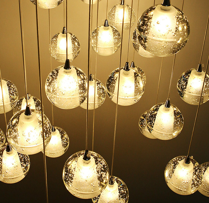 Modern pendant lights Simple Long Chandelier Nordic Creative Living Room Dining Room Crystal Glass Ball Decorative Lamps Facture