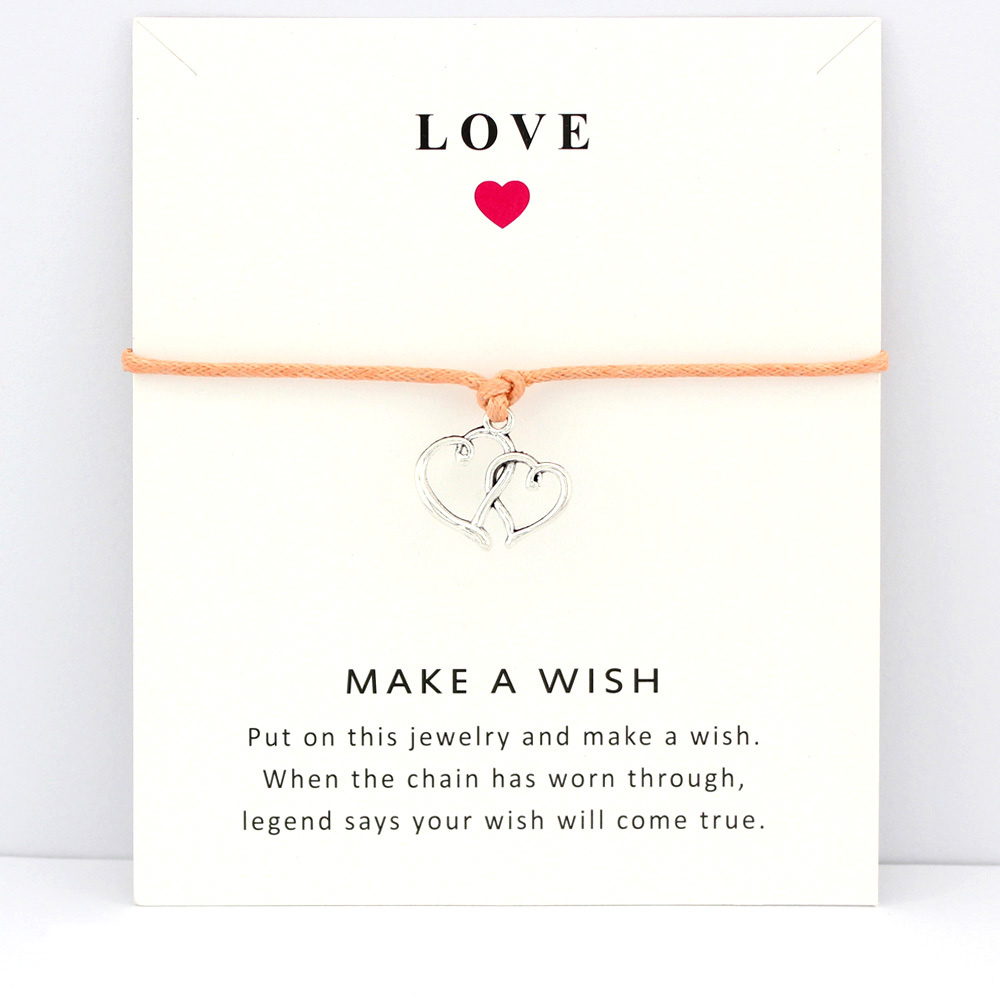 Double Hearts Love Antique Silver Charm Card Bracelets Navy Wax Cords Women Men Girl Boy Jewelry Christmas Gift Custom Colors
Double Hearts Love Antique Silver Charm Card Bracelets Navy Wax Cords Women Men Girl Boy Jewelry Christmas Gift Custom Colors