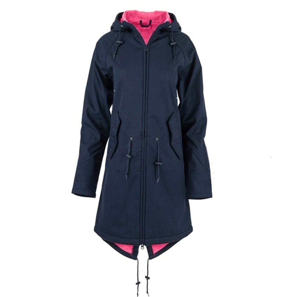 Women's Solid Rain Jacket Outdoor Hoodie Waterproof Long Coat Overcoat Windproof For women Raincoat Outdoor Coat plus-size 9.10 T191109