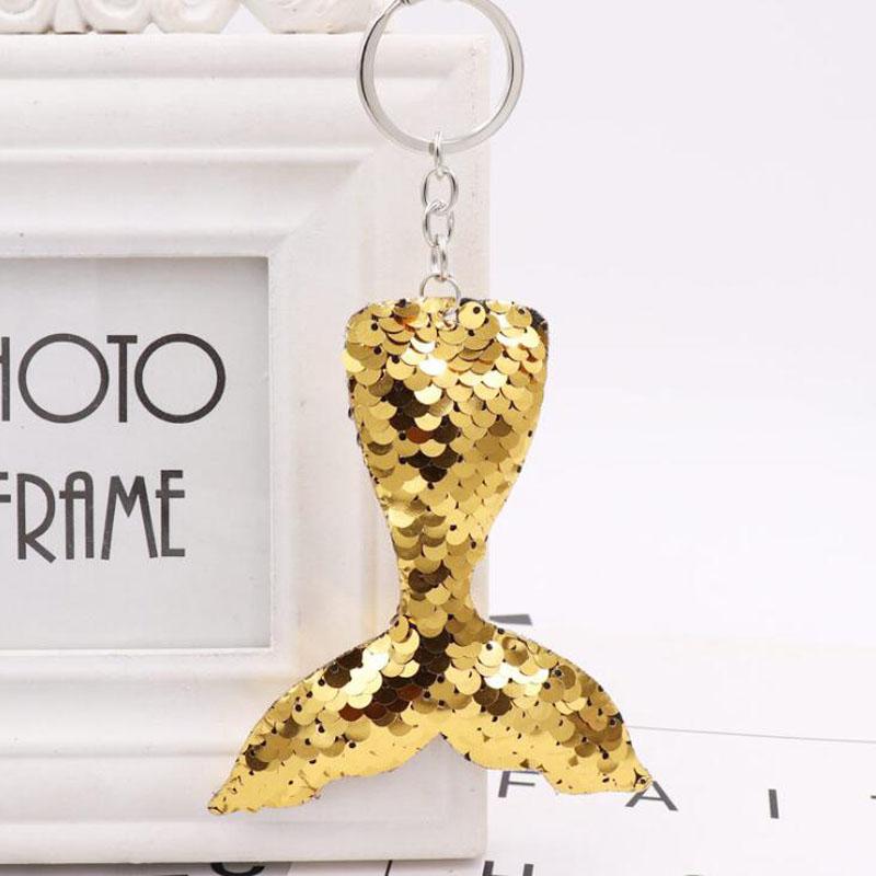 30pcs/Lot Fashion Keychains Mermaid Fish Tail Sequins Key Ring Pendant Ornament For Girls Bag Decorations Key Chain