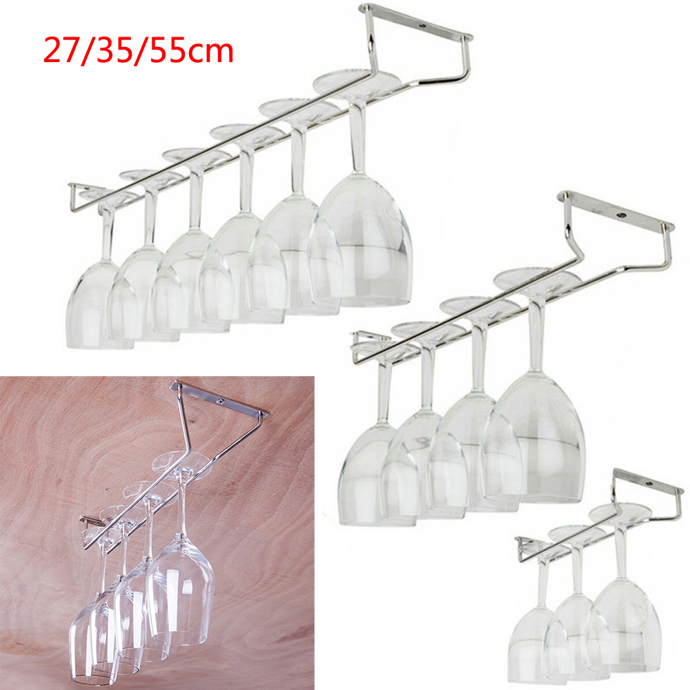 US STOCK 27/35/55cm Wine Glass Hanger Rack Stemware Home Bar Pub Holder Stainless Steel
