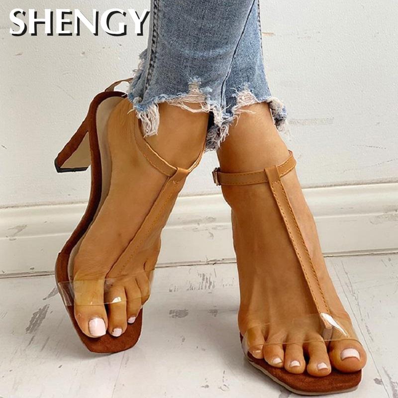 SHENGY Summer Women Sandals Transparent High Heels Sandals Square Open Toe Ladies Party Shoes Sexy Clear T Strap Roman, Brown
SHENGY Summer Women Sandals Transparent High Heels Sandals Square Open Toe Ladies Party Shoes Sexy Clear T Strap Roman, Brown