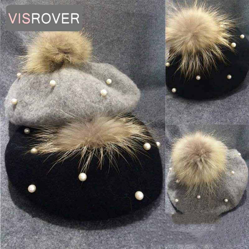 VISROVER new beret hat female winter knitted wool cap fake fur pompom hat solid color pearl top quality Women Boina Feminina, Black
VISROVER new beret hat female winter knitted wool cap fake fur pompom hat solid color pearl top quality Women Boina Feminina, Black