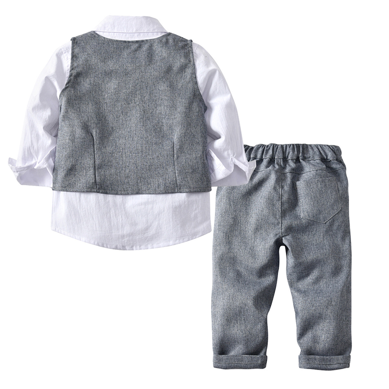 Boys Wedding Suits Kids Clothes Toddler Formal Kids Suit Children'S Wear Grey Vest + Shirt + Trousers Boys Outfit Baby Clothes