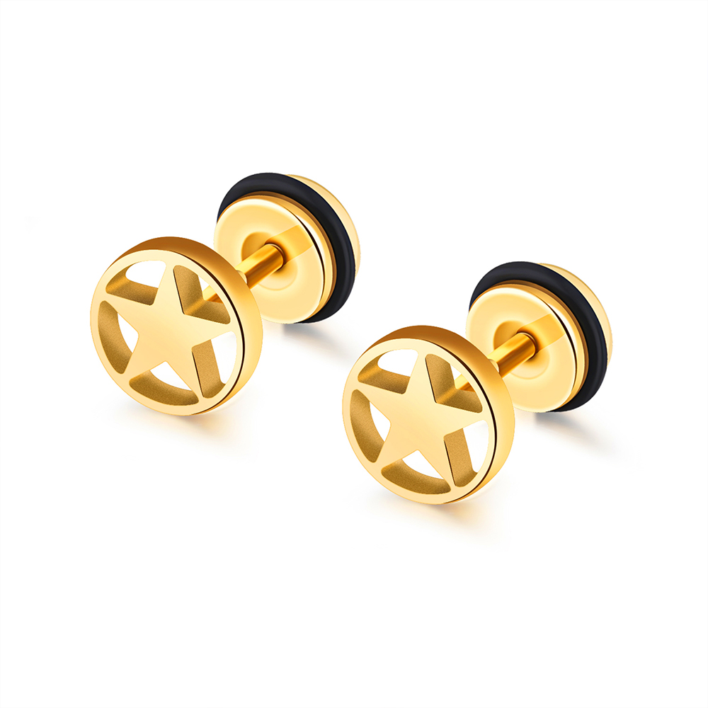 Fashion Women Men's Star Screw Back Stud Earrings Jewelry 316L Stainless Steel Ear Bone Nail Earrings