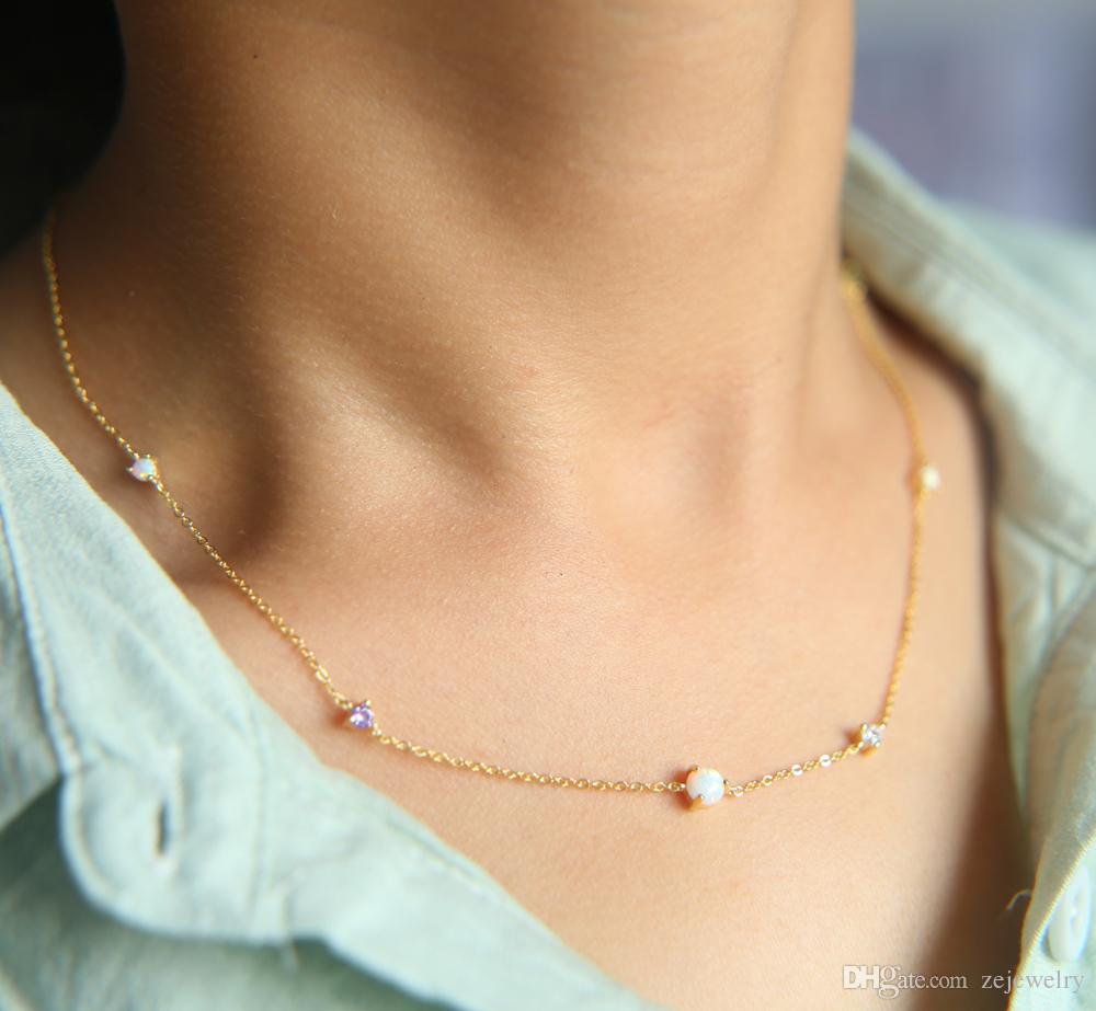 Maxi Necklace Rushed Sale Collares Collier 2019 New 925 Sterling fire Opal Station Long Chain High Quality Fashion Women party Jewelry gift