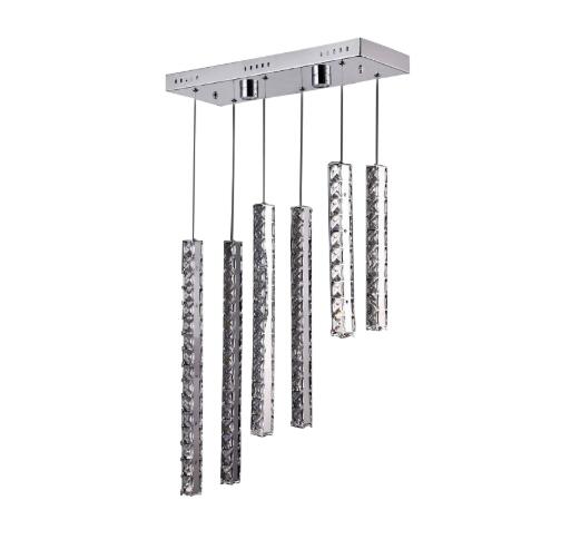 Modern LED Crystal Chandelier Lighting 6 Tube Crystals Droplights for Living Room Flush Mount Rectangle Light Fixture