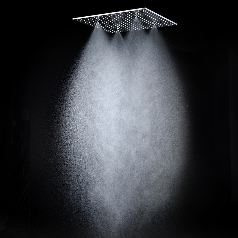 Color Changing SPA Mist Rainfall Shower Head 16"/20" Temperature Sensor LED Faucets Bathroom Rain Overhead Panel