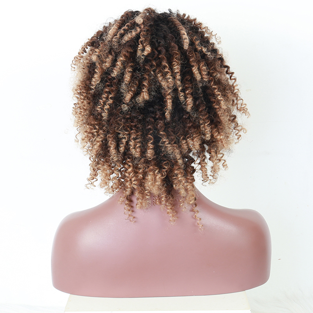 Blonde Afro Kinky Curly Wigs Colorful Ombre Lace Front Closure Wig 4x4 Short Human Hair Wigs With Baby Hair Cut Bob 1B427